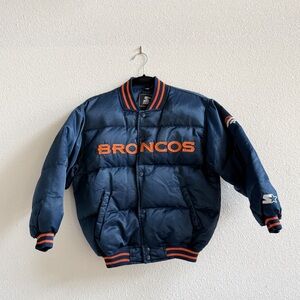 Vintage Starter Denver Broncos Jacket Youth Small NFL Puffer Snap Front